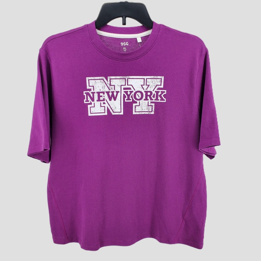DSG Girls XL New York Graphic 100%‎ Cotton Tee Shirt Top Vibrant Violet Purple